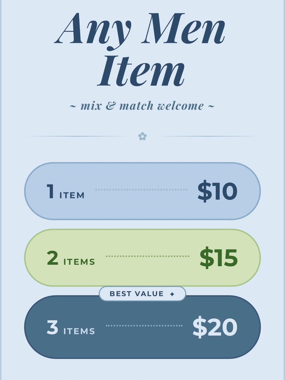 Looking for men clothes?
INCREDIBLE SALE!
